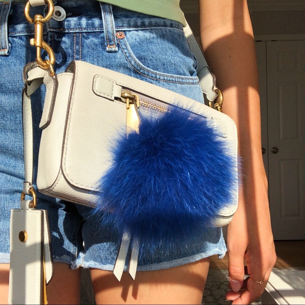 Royal Blue Pom Pom Keychain